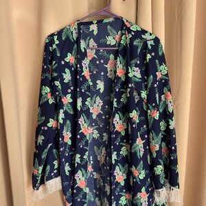 Blue floral printed cherry georgette shrug